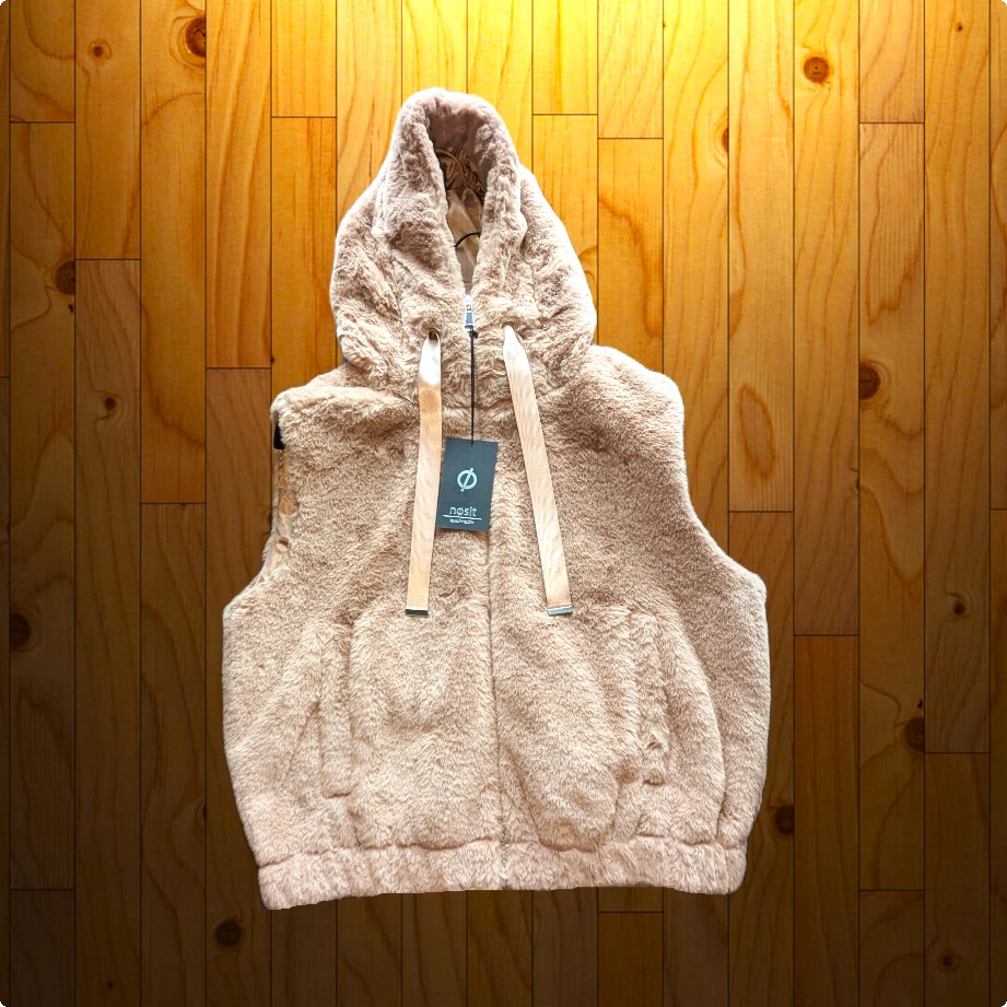 Vestes sans manche en fausse fourrure marron